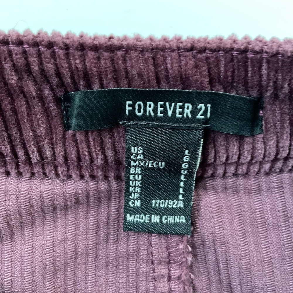 Forever 21 Corduroy Mini Skirt Sz L Burgundy Pocket Retro Boho Indie Y2K 90s - Picture 7 of 10